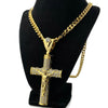 18K Gold Plated Huge Crucifix Cross Pendant Cuban Chain Necklace 30"