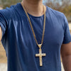 18K Gold Plated Huge Crucifix Cross Pendant Cuban Chain Necklace 30"