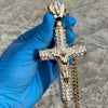18K Gold Plated Huge Crucifix Cross Pendant Cuban Chain Necklace 30"