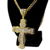 18K Gold Plated Huge Fully Iced Cross Cuban Chain Necklace 30"