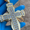 18K Gold Plated Huge Fully Iced Cross Cuban Chain Necklace 30"