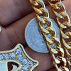 18K Gold Plated Huge Iced CZ Flooded Out Open Cross Necklace Cuban Link Chain 30"