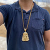 18k Gold Plated Huge Jesus Head Crown Necklace 30" Cuban Chain