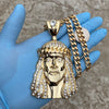 18k Gold Plated Huge Jesus Head Crown Necklace 30" Cuban Chain