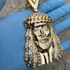 18k Gold Plated Huge Jesus Head Crown Necklace 30" Cuban Chain