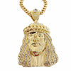 18k Gold Plated Huge Jesus Head Crown Necklace 30" Cuban Chain