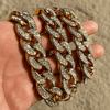 18k Gold Plated Iced Cuban Link Chain Necklace 36" x 18MM Thick