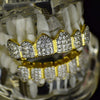 18k Gold Plated Iced CZ 2-Tone Iced Flooded Out Grillz Set