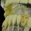 18k Gold Plated Iced CZ Bottom Cross Single Tooth