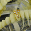 18k Gold Plated Iced CZ Bottom Cross Single Tooth