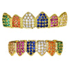 18K Gold Plated Iced CZ Rainbow Teeth Grillz Set Iced Flooded Out