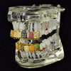 18K Gold Plated Iced CZ Rainbow Teeth Grillz Set Iced Flooded Out