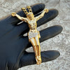 18K Gold Plated Jesus Crucifix CZ Pendant 316L Stainless Steel 24" Cuban Chain