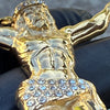 18K Gold Plated Jesus Crucifix CZ Pendant 316L Stainless Steel 24" Cuban Chain