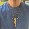 18K Gold Plated Jesus Crucifix CZ Pendant 316L Stainless Steel 24" Cuban Chain
