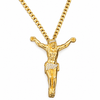 18K Gold Plated Jesus Crucifix CZ Pendant 316L Stainless Steel 24" Cuban Chain