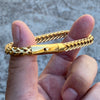 18K Gold Plated over Stainless Steel Franco Bracelet 9"