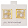 18k Gold Plated Square Shape 16MM Screw Back Earrings