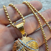 18k Gold Plated Stainless Steel Jesus Head CZ Sausage Chain Necklace 24"