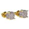 18K Gold Plated Two-Tone Round CZ Micro Pave Screw Back Earrings 8MM