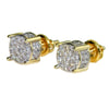 18K Gold Plated Two-Tone Round CZ Micro Pave Screw Back Earrings 8MM