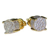 18K Gold Plated Two-Tone Round CZ Micro Pave Screw Back Earrings 8MM