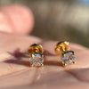 1CT TW Moissanite Stud Earrings 14K Gold Plated over 925 Sterling Silver Pass Diamond Tester 5MM