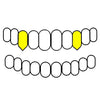 2 Top Fangs W/ Back Bar Gold Plated over 925 Silver Diamond Cut/Dust Custom Fangs Grillz Set