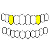 2 Top Fangs W/ Back Bar Gold Plated over 925 Silver Two-Tone Diamond Dust Custom Vampire Fangs Grillz