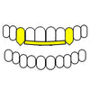 2 Top Fangs (W/ Front Bar) Gold Plated over 925 Sterling Silver Custom Vampire Fangs Grillz