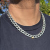 20" inch Cuban Link Chain Iced CZ Silver Tone Bling Out Necklace 13mm 16-24"