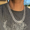 22" INCH Men's 925 Sterling Silver Iced Cuban Chain 15 mm Thick 18"-24" Necklace