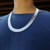 24" 14mm Silver Tone Herringbone Chain Necklace