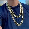 24" & 30" Inch 14K Gold Plated Cuban Link Chain Hip Hop Necklace 15MM Thick 24-30"