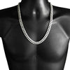 24" Cuban CZ Micro Pave Silver Tone Chain Iced Flooded Out Necklace