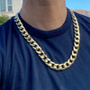 24" Inch 14K Gold Plated Cuban Link Chain Hip Hop Necklace 15MM Thick 24-30"