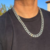 24" inch Cuban Link Chain Iced CZ Silver Tone Bling Out Necklace 13mm 16-24"