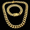 24k Gold Plated 316L Stainless Steel 14MM x 18" Cuban Chain Necklace & Bracelet