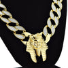 30" Pharaoh Head Chain Gold Finish Sandblast Necklace