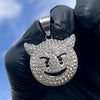 316L Stainless Steel Devil Emoji Pendant Iced Smiling Face
