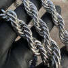 316L Stainless Steel Rope Chain Silver Hip Hop Necklace 10MM Thick 40" Inch