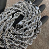 316L Stainless Steel Rope Chain Silver Hip Hop Necklace 10MM Thick 40" Inch