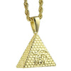 3D Egyptian Pyramid Eye Of Horus Gold Finish Rope Chain Necklace 24"