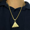 3D Egyptian Pyramid Eye Of Horus Gold Finish Rope Chain Necklace 24"