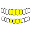 4 Top & 4 Bottom Real Solid 10K Gold Two-Tone Diamond-Dust Custom Grillz