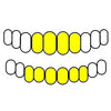 4 Top & 6 Bottom Gold Plated over 925 Silver Two-Tone Diamond Dust Starburst Custom Grillz