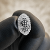 Silver Tone Black Dollar Sign Symbol CZ Single Canine Iced Bling Out Grill