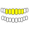 6 Top 10K Gold Two-Tone Diamond-Cut Diamond Dust Custom Grillz