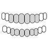 6 Top & 6 Bottom 925 Silver Custom Grillz Diamond Dust With Diamond-Cuts Open Face Incisor Teeth