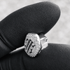Silver Tone Black Dollar Sign Symbol CZ Single Canine Iced Bling Out Grill